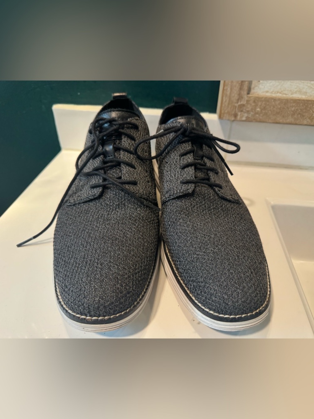 Size 12 Cole Haan - Men's Casual Knit Lace-Up Shoes - Charcoal Gray - Picture 4 of 8